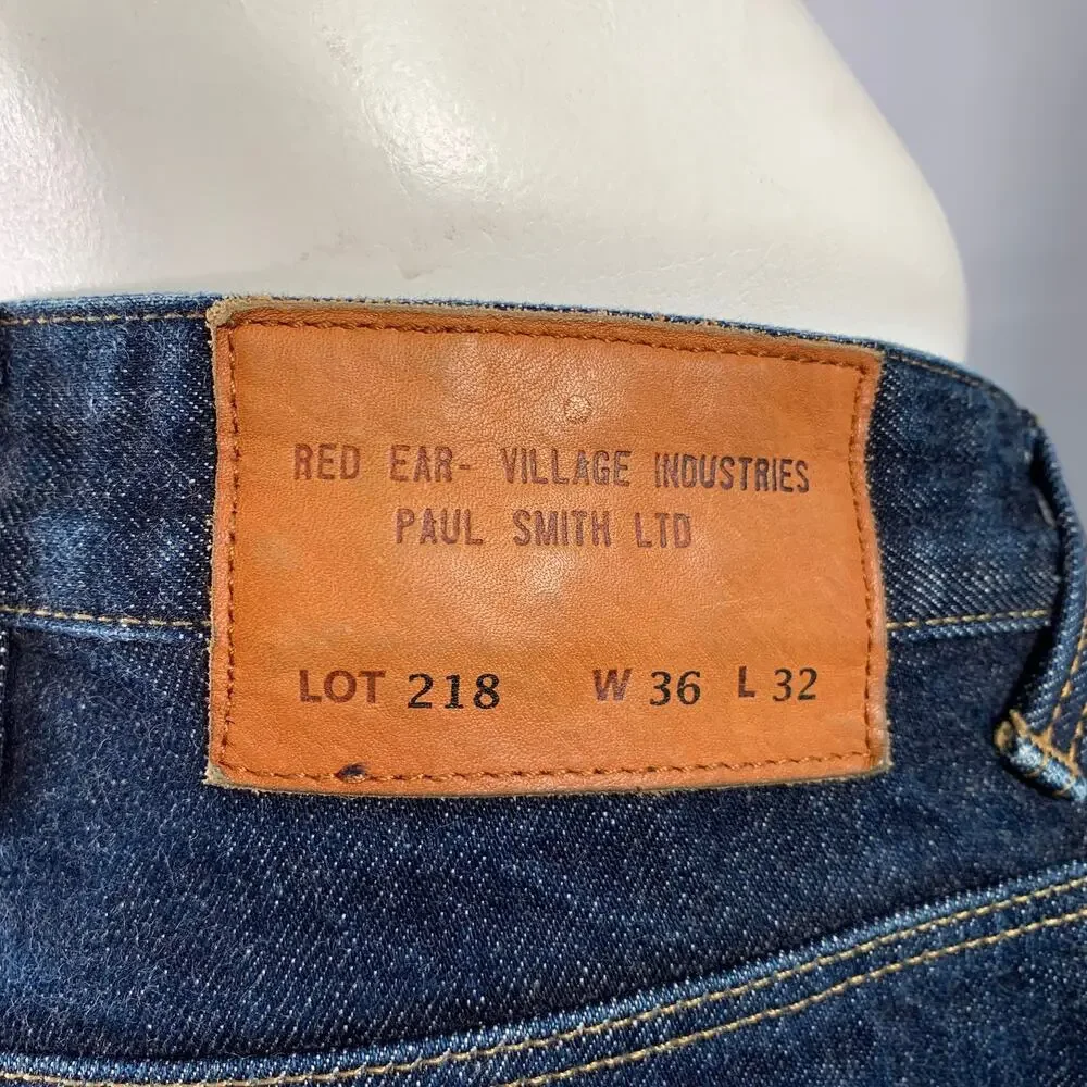 PAUL SMITH Size 36 Blue Contrast Stitch Cotton Straight Japanese Selvedge Jeans